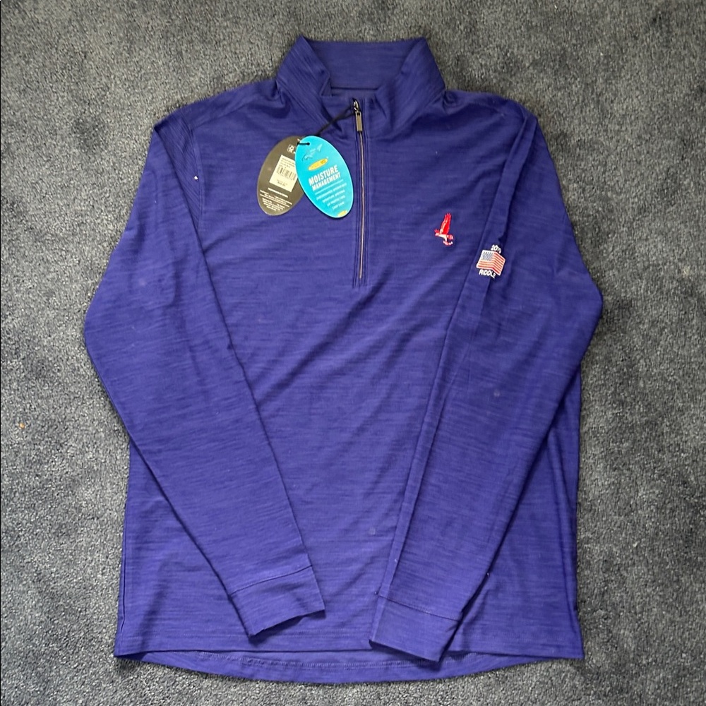 Greg Norman Collection Blue Quarter-Zip Pullover MRGC Riddle 2019 logo Men’s Med